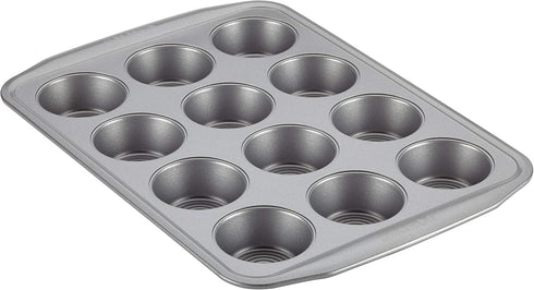 Circulon Nonstick 12-Cup Muffin Tin, Gray Steel Bakeware