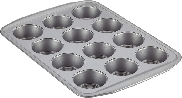 Circulon Nonstick 12-Cup Muffin Tin, Gray Steel Bakeware