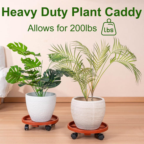 2 Pack 13IN 200lbs Doseno Plant Caddy with Wheels Round Rolling Plant Stand Plant Dolly, for Capacity Caddy for Indoor