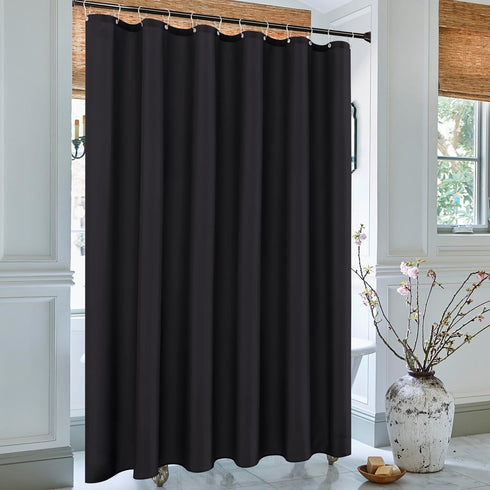 Biscaynebay Extra Long Fabric Shower Curtain Liner, 72 Inch Width by 84 Inch Length, Black
