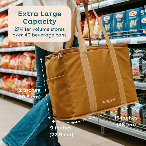 Frozen Nook Theory Reusable Insulated Grocery Bag - Leak Proof, X Large Cooler Bag - Insulated Shopping Bags