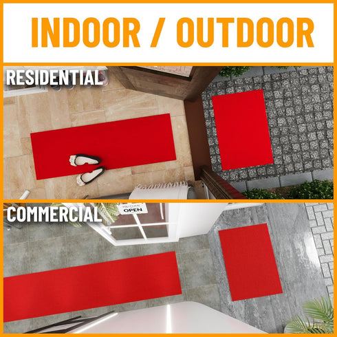 Solid Design Non-Slip Rubberback 2x4 Indoor/Outdoor Area Rug for Entryway, Kitchen, Living Room, Garage, Patio, 2' x 4', Red by Sweet Home Stores
