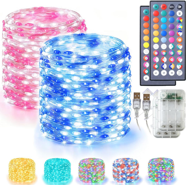 Lovelite Fairy Lights 34 Colors Changing, 2 Pack Total 40FT 120LED 4th