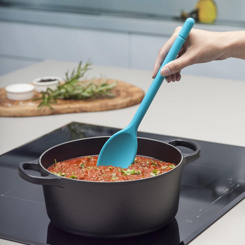 Zeal Scratch Non-Stick Silicone Cooking Spoon, Aqua Blue, 30 cm Length