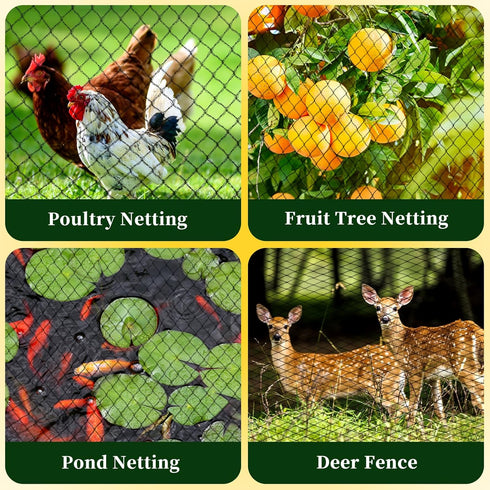13 40 Bird Netting for Garden, x FT Bird Netting for Chicken Coop, Heavy Duty Garden Poultry Net Mesh with Ties