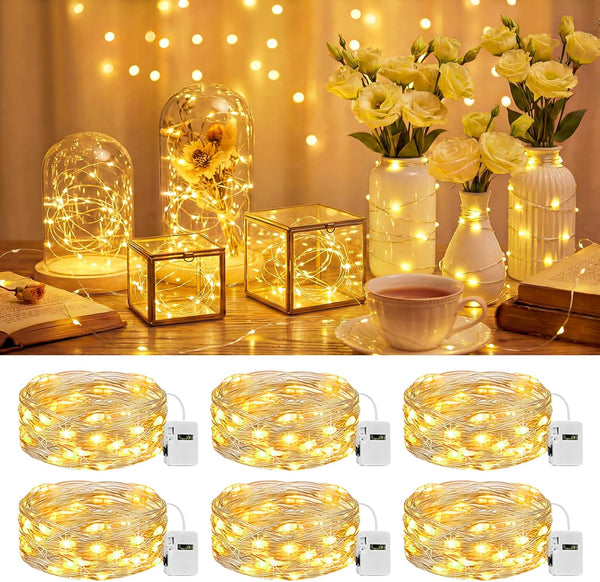 btfarm 6 Pack LED Fairy Lights Battery Operated 3 Modes, 7ft 20