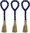 CVHOMEDECO. Wood Beads Garland with Tassels 3 PCS, Rustic Wooden Prayer Bead String Wall Hanging Accent
