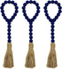 CVHOMEDECO. Wood Beads Garland with Tassels 3 PCS, Rustic Wooden Prayer Bead String Wall Hanging Accent