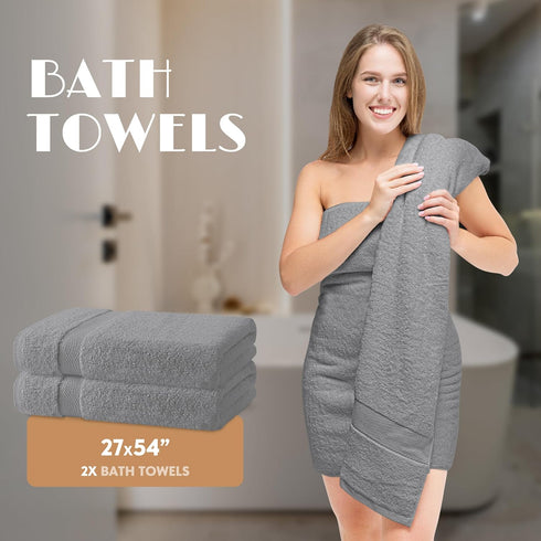 Set 6 100% 2 650GSM, 2 2 Light Gray Bath Towel of - Cotton Highly Absorbent Towels for Bathroom, Luxury Bath Towels