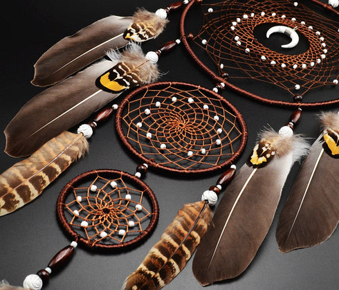 Urdeoms Large Brown Boho Dream Catchers for Bedroom Decor, Turquoise Hanging Ornament for Teen Dorm Room