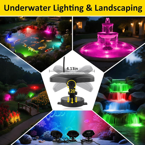 IP68 (Set 2) T-SUN Color Changing Pond Lights LED Underwater APP and Remote Control Submersible Fountain Lights