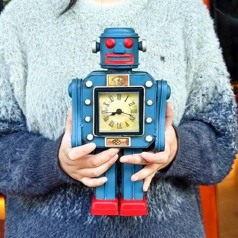 Robot Automatons Vintage Clock Bot Craft Cartoon Droid Model for Desktop Home Bedroom Office Robot Collection Boys Man