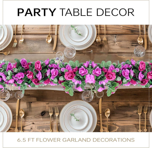 Miracliy 5Pcs 41FT Purple Flower Garland, Artificial Rose Arch Vines for Wedding Backdrop Decoration
