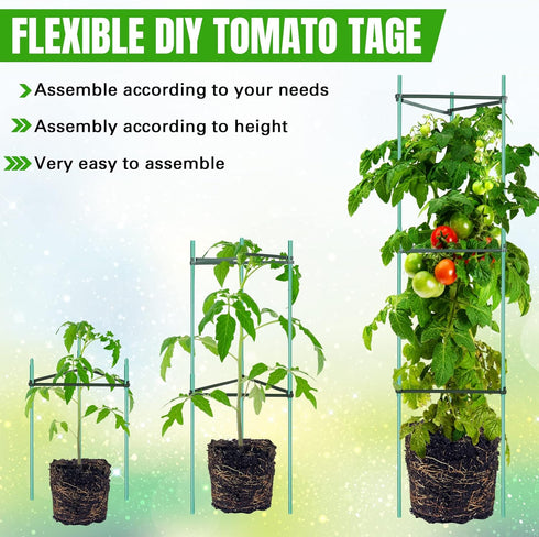 10 51 Inch Sunnyray Pcs Tomato Cage up to Plant Cage Deformable Trellis Assembled Tomato Garden Cages Plant Stakes