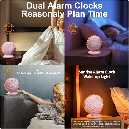 Loud Alarm Clock for Heavy Sleepers - Portable Bluetooth Speaker with White Noise Machine, RGB Night Light with Music