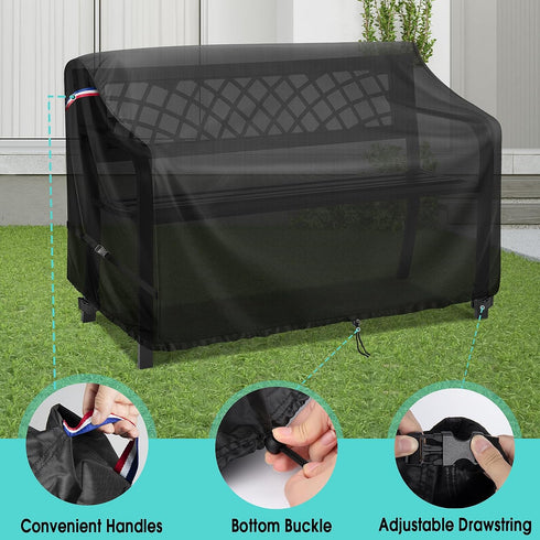 60" 500D 2- 60" 35" 35" Outdoor Garden Bench Cover, Waterproof Seater Patio Loveseat Cover, Outdoor UV Protection