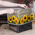 Sunflower Wood Board Toaster Cover, Quilted Polyester for Four Slice Dust Protection with Top Handle
