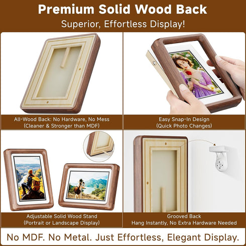 WILTYAPF 8x10 6x8 Premium Natural Walnut Wood Picture Frame, Handcrafted with Solid Wood Back & HD Tempered Glass, Rich