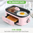 GreenLife 3-in-1 Breakfast Station, Ceramic Nonstick Dual Griddles for Eggs, Meat, Pancakes & Sandwiches, Pink