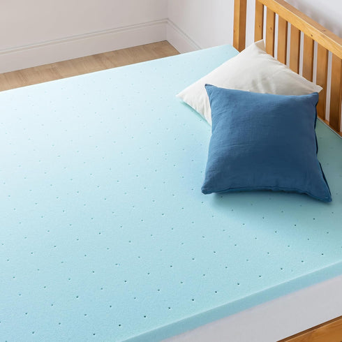 Best Price Mattress 1.5 Inch Ventilated Memory Foam Mattress Topper, Cooling Gel Infusion, CertiPUR-US Certified, Twin
