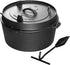 Pre-Seasoned Cast Iron Camping Dutch Oven, 6 Quart Pot with Lid Tripod for Outdoor Cooking