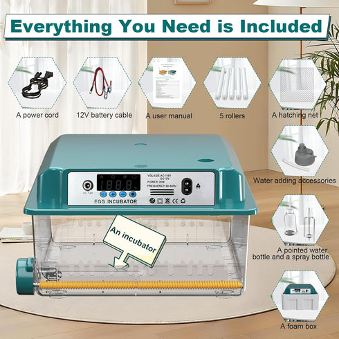16 CoInceptus Eggs Incubators for Hatching Eggs, Egg Incubator with Automatic Egg Turning and Temperature Control