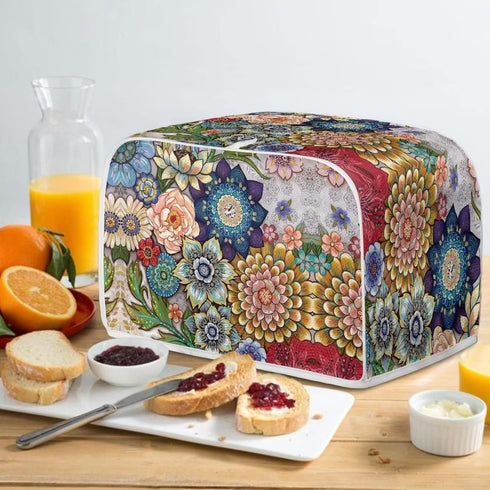 Bright Blossoms Toaster Covers 4 Slice, Dustproof Fingerprint Protectors and Greasy Protection, Anti-sputtering Machine