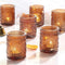 DEVI 24pcs Vintage Amber Votive Candle Holders, Amber Glass Tea Lights Candle