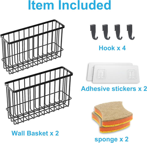 FHJP 2 Pack, 2 Cabinet Door Organizer Basket Foil and Plastic Wrap Organizer with Sponges, Lid Organizers Inside