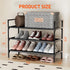 3 Shoe Rack Tier Shoe Organizer Shoe Storage Shoe Rack for Narrow Hallway Entryway Bedroom Easy Assembly (Black)