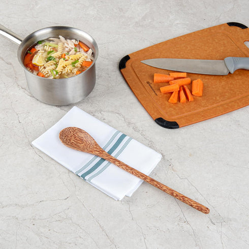 Restaurantware Coco Casa 14.3 Inch Handmade Serving Spoon, 1 Greaseproof Coconut Spoon for Hot and Cold Foods