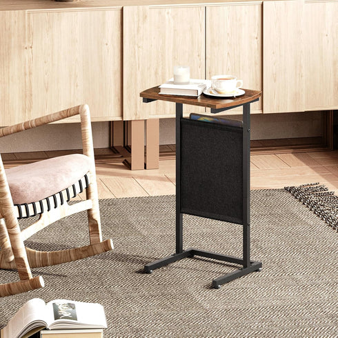28.3" BF40SF01 HOOBRO C Shaped End Table, Side Table for Small Spaces, Couch Table with Storage Bag, Slide Under Sofa