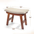 Compact Bamboo Ottoman with Beige Cushion and Brown Legs - Ideal Foot Rest
