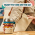 16oz Set 2 Pack Overnight Oats Containers with Lids & Spoons - Stainless Steel Lid Leakproof Glass Jars for Chia