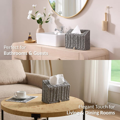 Unjumbly Hand Towel Box Cover, Designed for Kleenex Disposable Hand Towels, Paper Rope Tissue Box for Bathroom, Powder