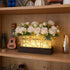 3 Summer LUEUR Mason Jar Lights Centerpiece with Farmhouse Wood Tray Jars with Champagne Peony Spring Flowers, Spring