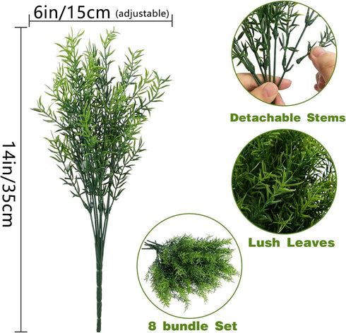 Artificial Plants Flowers Grass Shrubs 8 Pack No Fade Faux Plastic Flowers for Farmhouse Garden Porch Patio Indoor
