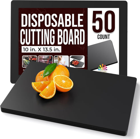 Crown Display Disposable Cutting Boards for Kitchen 50 Count Black Cutting Board