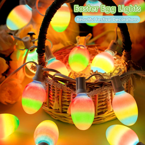 1 Pack 10.5FT Enhon Easter Egg String Lights, Multi-Color Pastel LED Egg Lights, End-to-End Connectable String Light
