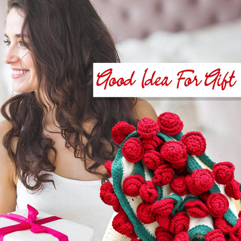 31 Inches cagulax Birthday Gifts for Women Mothers Day, Rose Crochet Flowers Bouquet Blanket, Anniversary Wedding