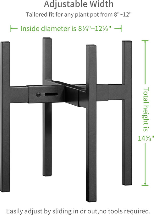 8 9 10 11 12 Inches 8-12 FaithLand Plant Stand, Adjustable Size Fits Plant Pot, Metal Planter Stand, Mid Century