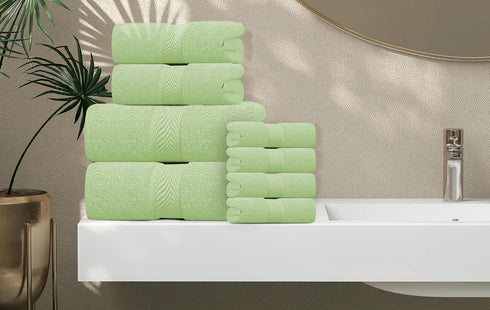 Set 600 8 100% Set Set Oakias Premium Towel GSM Piece Green - Ring Spun Cotton Highly Absorbent Towels - Super Soft