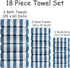 18 Set Loop-6 Towels,6 Towels,6 Set Pcs Navy Stripe Bath Towel with Hanging Bath Hand Washcloths Soft Family Towels