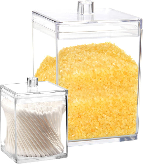 Youngever Clear Plastic Apothecary Jar, Square Shape (15 Ounce and 60 Ounce)