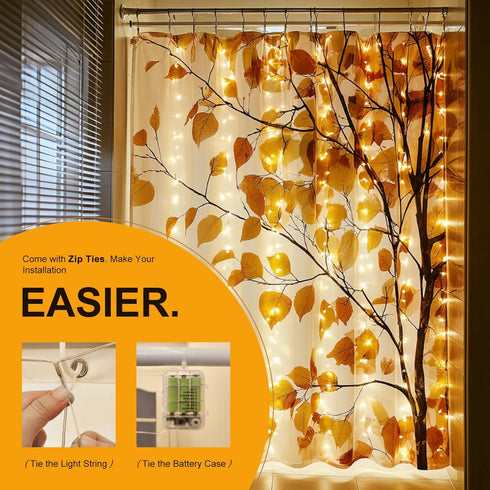 72 72 Inches 180 Fairy Lights for Shower Curtains, Waterproof String Lights for x Shower Curtains Battery Operated Warm