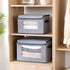 Fabric Storage Boxes - Storage Baskets for Shelves with Lids, Decorative Linen Closet Organizers Boxes, Small, Gray