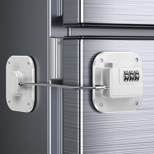Child Proof Fridge Door Lock with Adhesive, Combination Latch for Kids and Pets, Self Adhesive