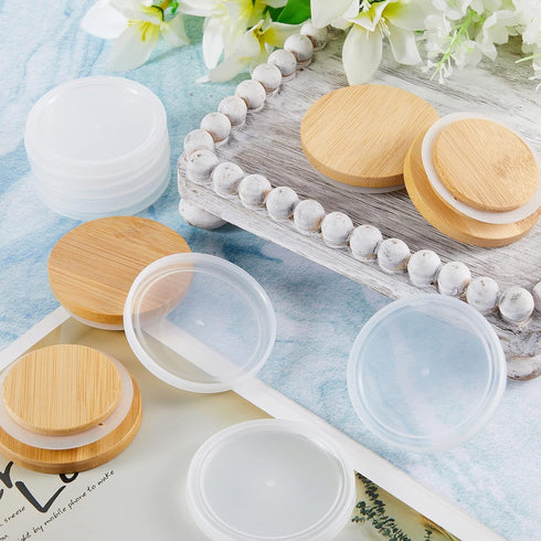 20 5 oz Tessco for you Pcs Bamboo Wooden Plastic Yogurt Jar Lids Compatible with Oui Yogurt Canning Wide Mouth Storage