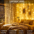 300 Dazzle Bright LED Curtain Lights, Plug in Fairy Curtain Lights for Bedroom, Christmas Hanging String Lights Outdoor
