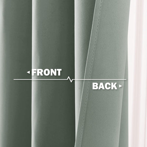 NICETOWN Blackout Tiers Valance Curtain, 2 Panels 52" x 30", Thermal Insulated Grommet, Greyish Green for Kitchen/Office